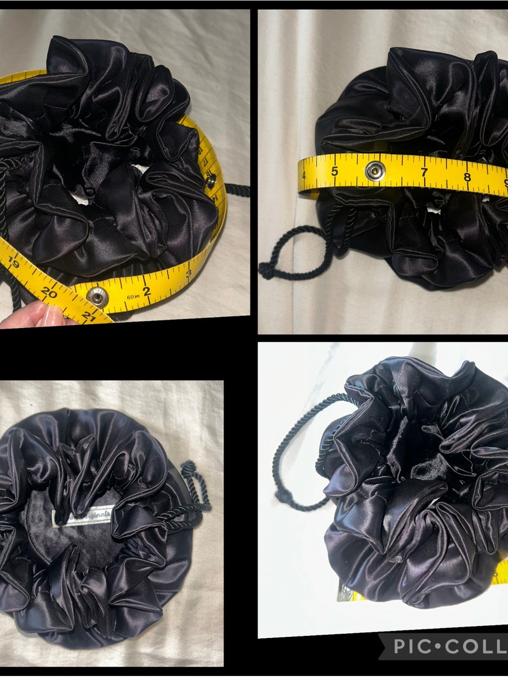 Black Satin Evening Drawstring Pouch W/ Two Elegant Evening Gloves - Picture 5 of 15